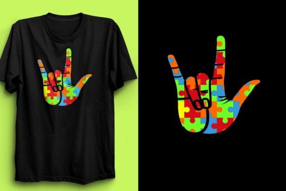 Asl Love in Puzzle T-shirt Design Vector for Graphics