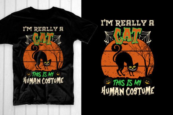 Captivating I m Really a Cat Halloween Cat Graphics for T-Shirt Designs