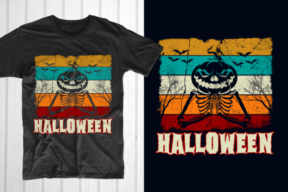 Halloween Pumpkin. Pumpkin Skull: A Spooky T-Shirt Design