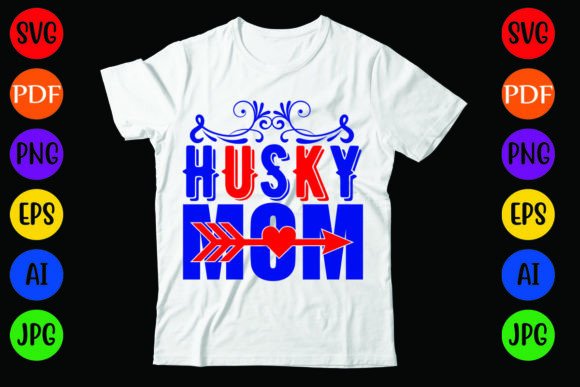 Husky Mom: A Charming Embroidery Design for T-Shirts