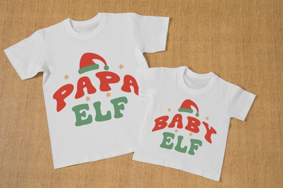 Papa Elf and Baba Elf T Shirt Design for Graphics and Print Templates