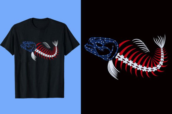 Usa Flag with Fishing Skull T-Shirt: A Bold Graphics Asset